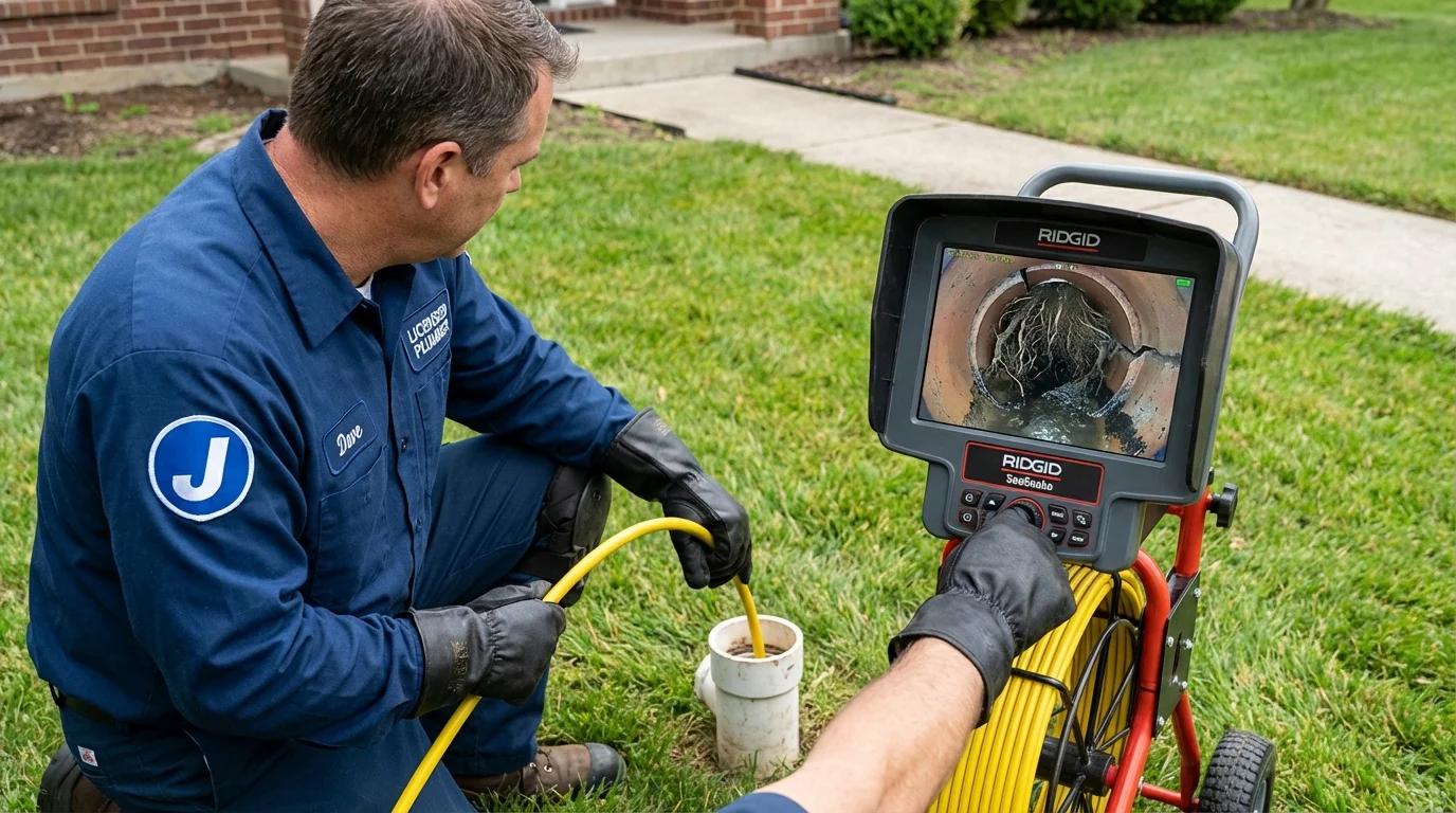 Sewer camera inspection being performed by Johns Plumbing LLC in Mission